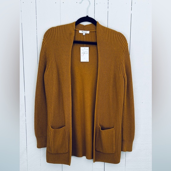 Madewell Nolan Ribbed Cardigan Open Front Sweater w/ Pockets - Picture 3 of 7